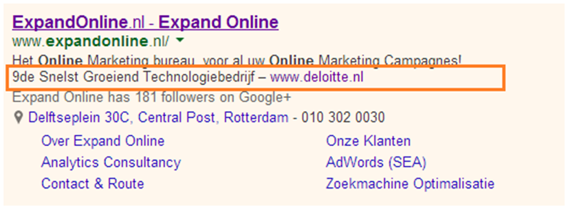 Recensie extensie voor Nederlandse advertenties in Google