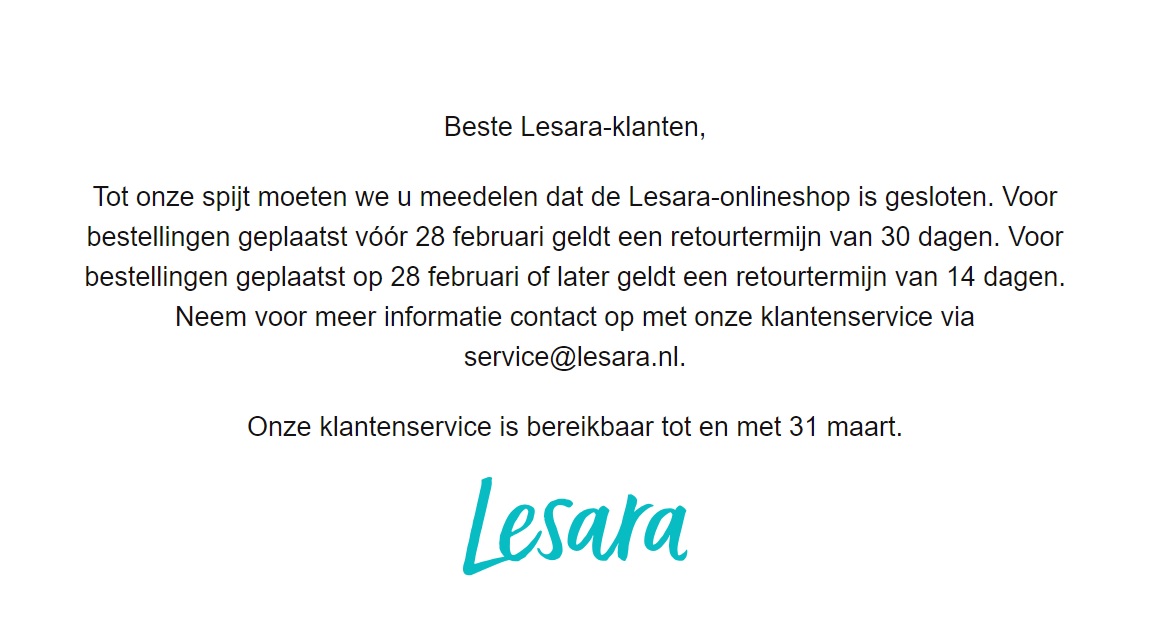 Voorkomen hotel Elke week Definitief einde voor Lesara | Twinkle