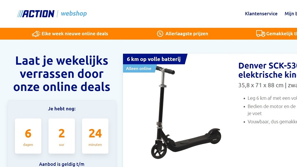 Action aan de webshop