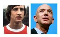 Jeff Bezos (Amazon.com) en Johan Cruyff (Ajax.nl)
