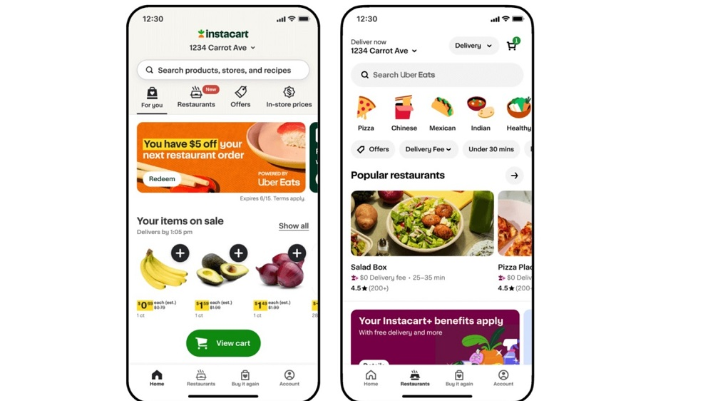 Uber Eats en Instacart kruisen degens met DoorDash