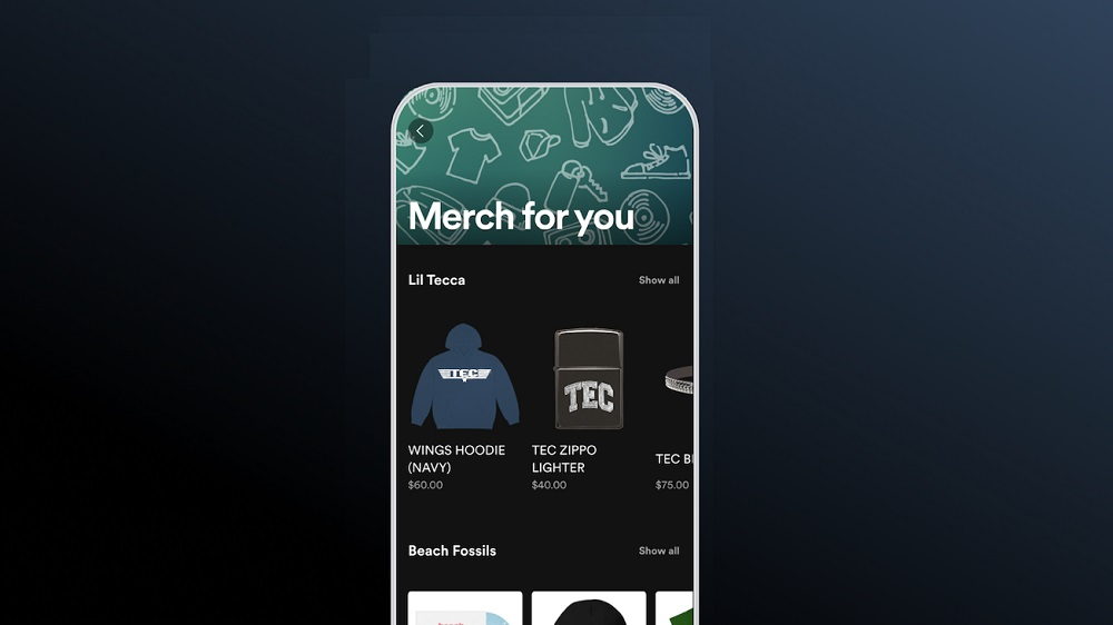 Spotify heeft aparte pagina voor merchandise